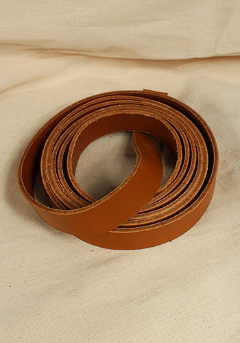 Belt Strap Full-Grain Leather 24 mm in Cognac color, showcasing its robust texture and quality finish, ideal for LARP and medieval costumes.