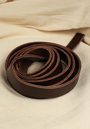 Dark brown full-grain leather belt strap, 28 mm wide, ideal for LARP and medieval costumes.