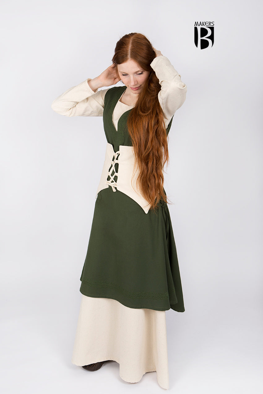Bodice Thana Natural made of sturdy canvas-cotton, featuring adjustable lacing on the front and back for a perfect fit.