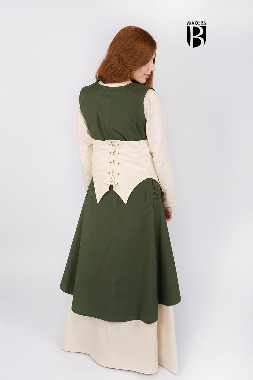 Bodice Thana Natural made of sturdy canvas-cotton, featuring adjustable lacing on the front and back for a perfect fit.