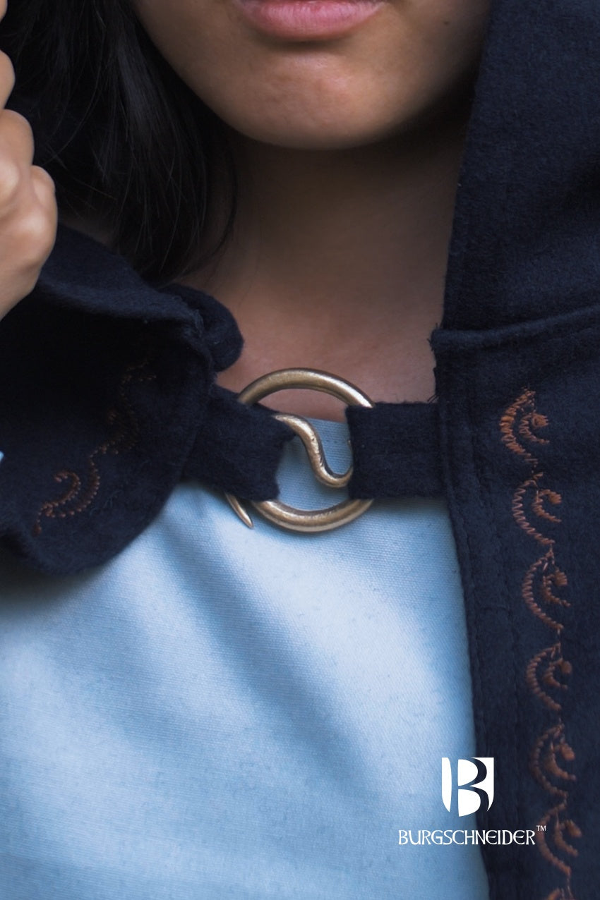 Elegant handmade Spiral Brooch Lukk Gold with a unique spiral design, perfect for securing cloaks and capes.