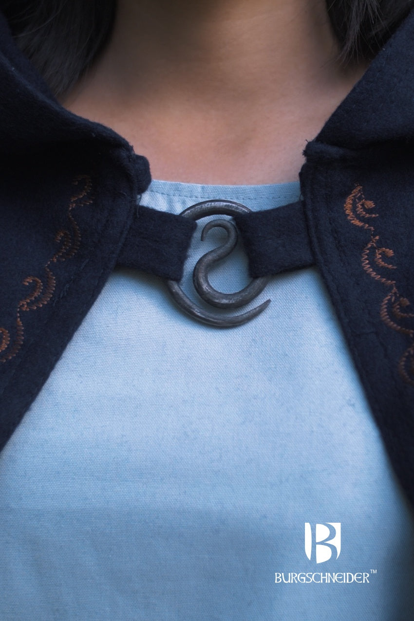 Elegant Spiral Brooch Lukka in Gun Metal, showcasing its unique spiral design and handmade craftsmanship.