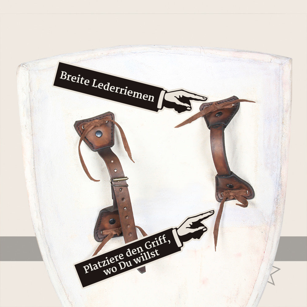 DIY Shield Pavese 55 cm in white fabric, customizable with handles and paint.