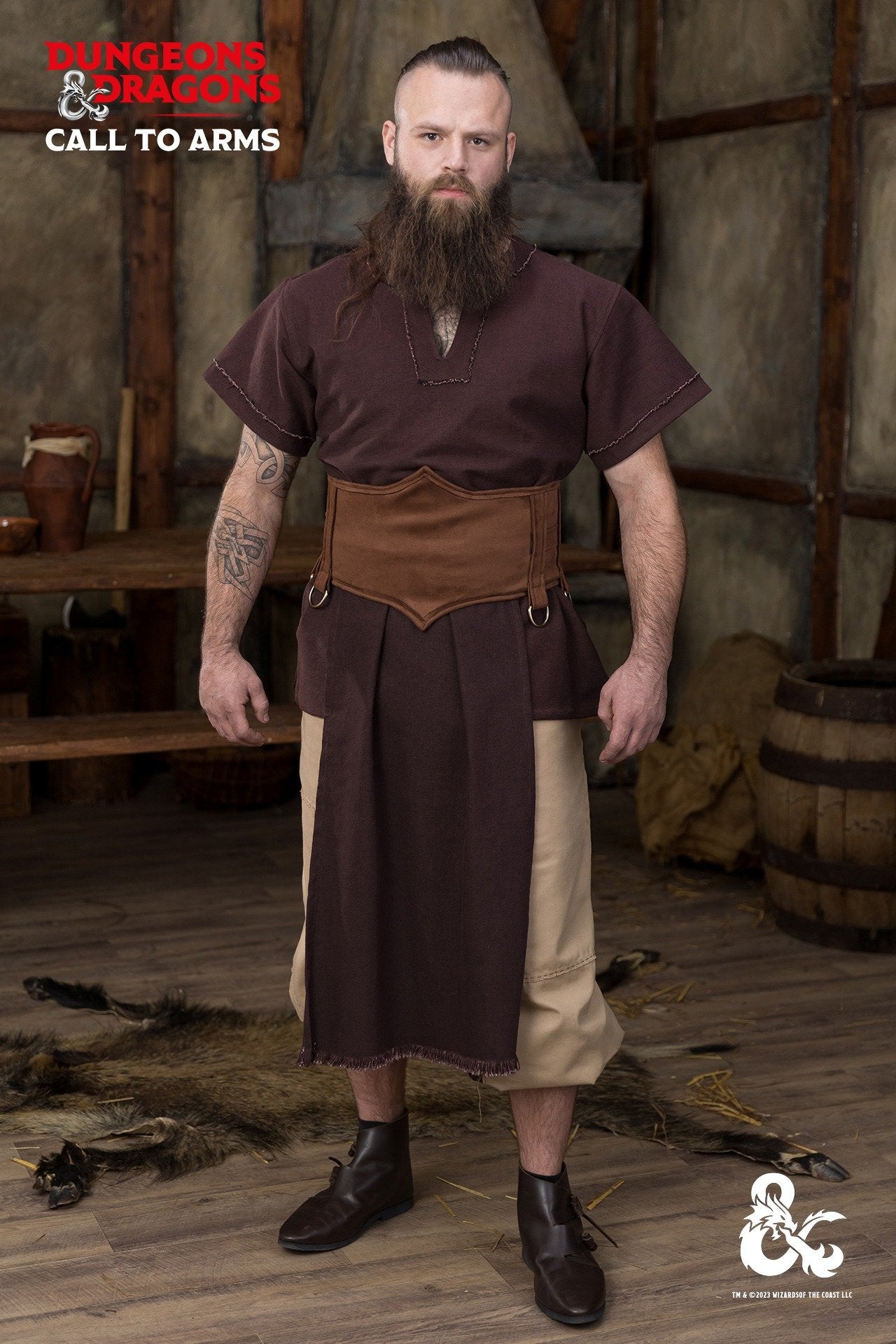 Dungeons & Dragons Barbarian Belt featuring faux suede exterior and D-ring straps for gear customization.