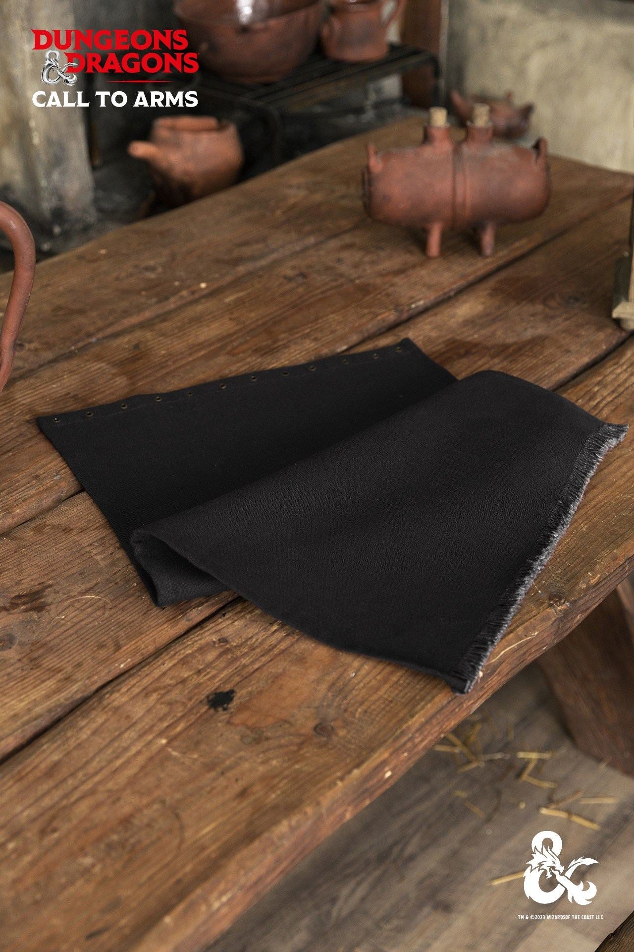 Black Dungeons & Dragons Barbarian Loincloth designed for adventurers, featuring a one-size-fits-all design for an authentic warrior look.