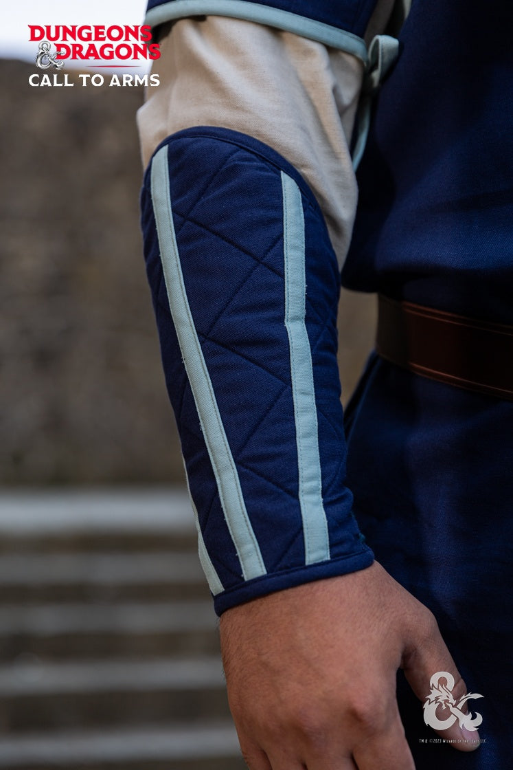 Dungeons & Dragons Cleric Garment Set featuring dark blue and ice blue colors, including bracers, shoulders, and tabard, designed for comfort and style.