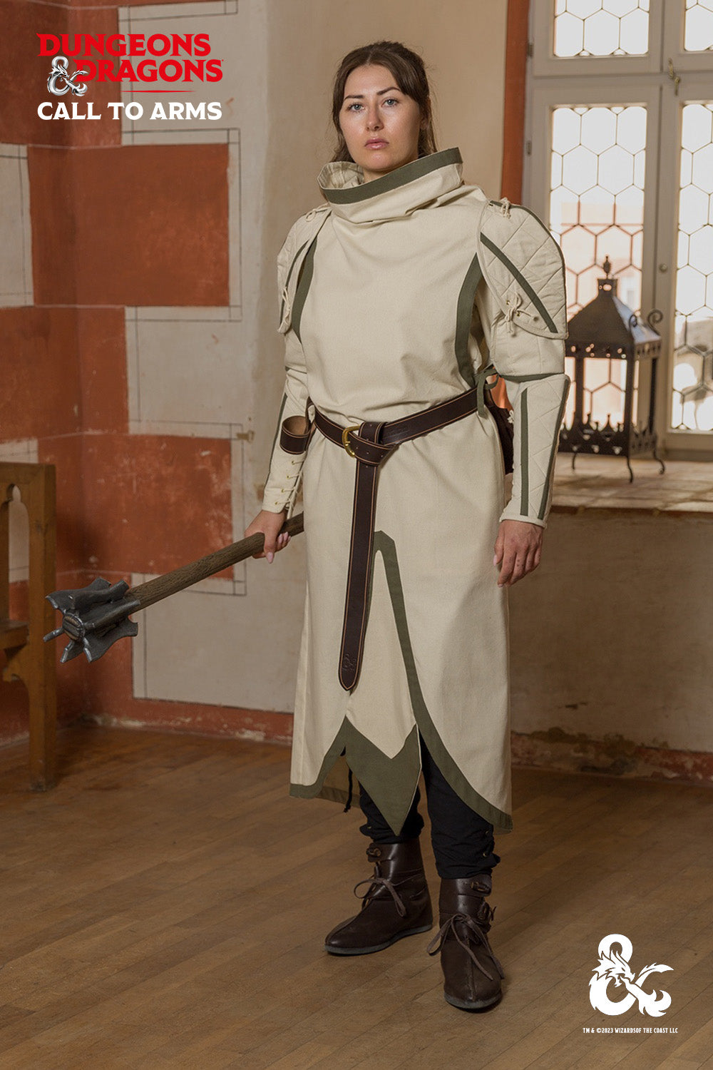 Dungeons & Dragons Cleric Garment Set featuring Natural and Seaweed colors, including bracers, shoulders, and tabard, designed for role-playing.