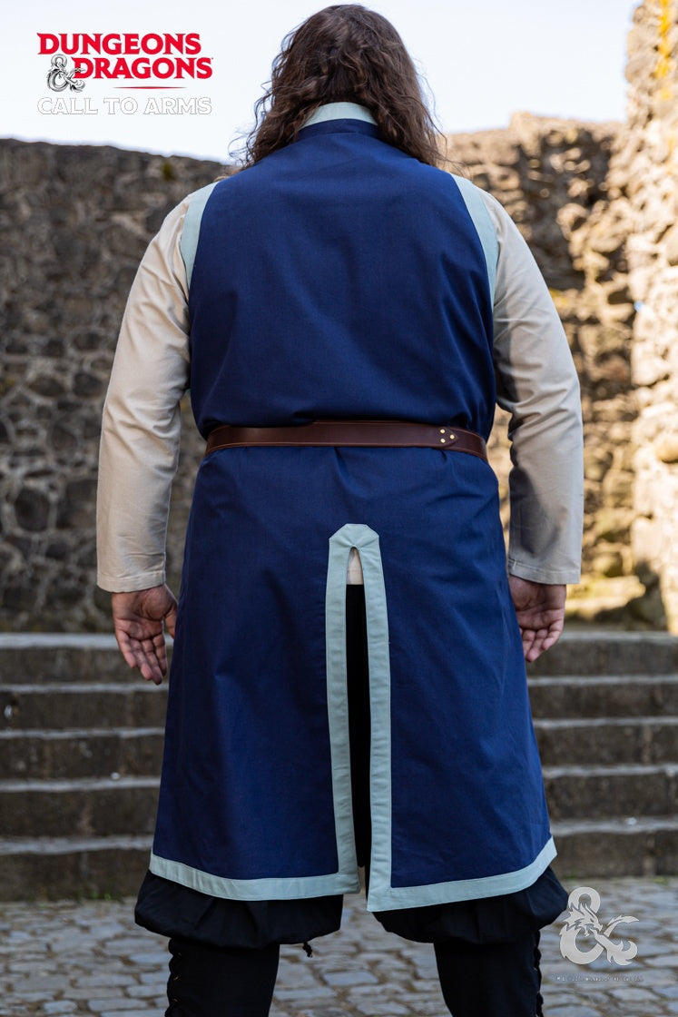 Dungeons & Dragons Cleric Tabard in Dark Blue and Ice Blue with contrast color accents and sleeveless design.