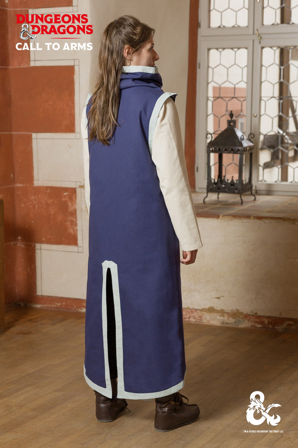 Dungeons & Dragons Cleric Tabard in Dark Blue and Ice Blue with contrast color accents and sleeveless design.