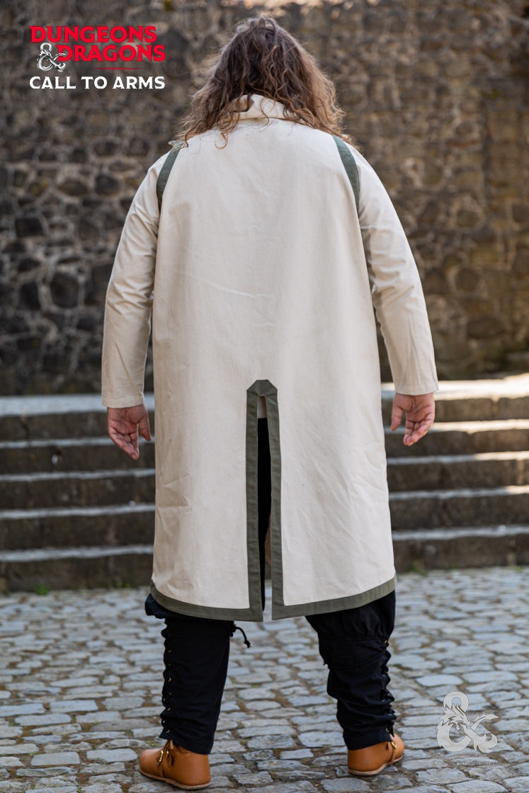 Dungeons & Dragons Cleric Tabard in Natural and Seaweed colors, featuring a tube collar and contrasting hem.