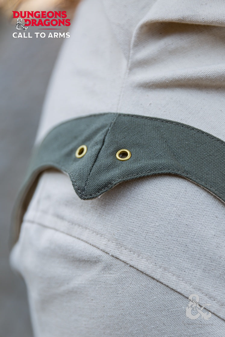 Dungeons & Dragons Cleric Tabard in Natural and Seaweed colors, featuring a tube collar and contrasting hem.