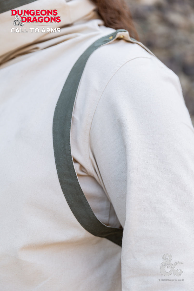 Dungeons & Dragons Cleric Tabard in Natural and Seaweed colors, featuring a tube collar and contrasting hem.