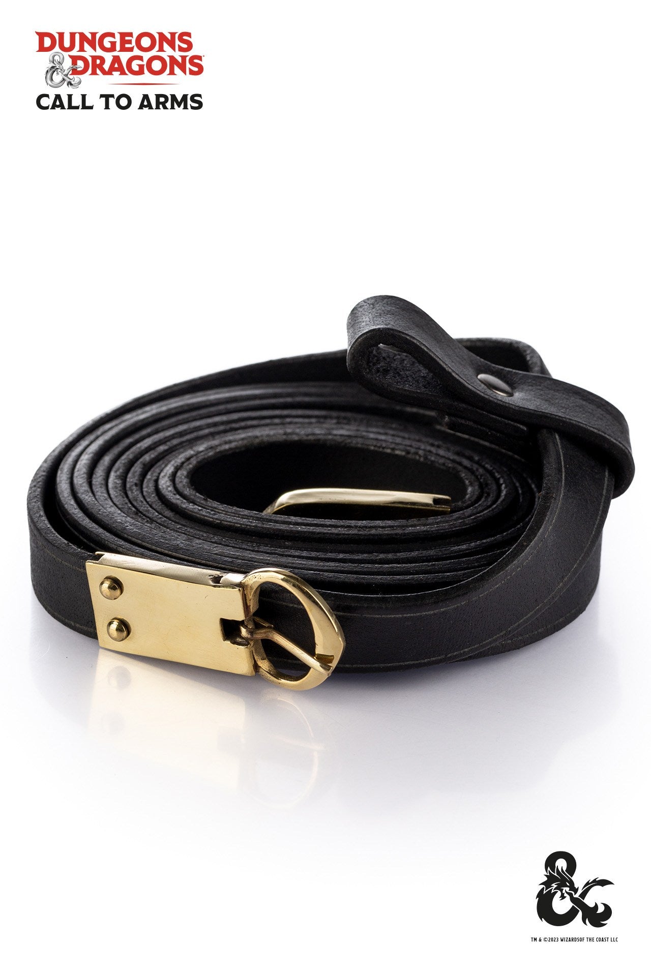 Dungeons & Dragons Double Leather Belt in Black featuring a gold buckle, showcasing its stylish design and durability.