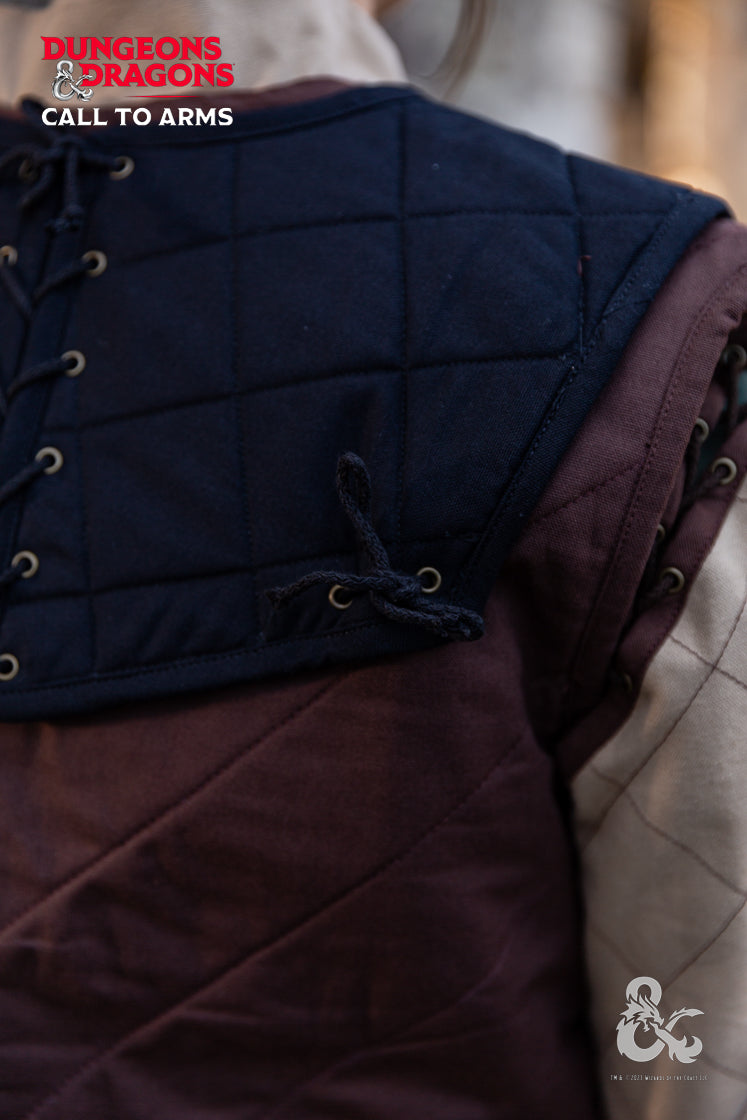 Dungeons & Dragons Fighter Gorget in Black featuring quilted shoulders and lace detailing.