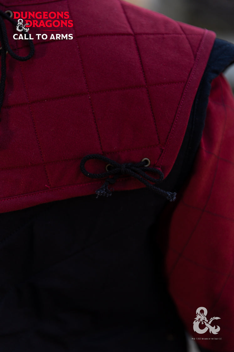 Dungeons & Dragons Fighter Gorget in Bordeaux, featuring quilted padding and elegant lace detailing.