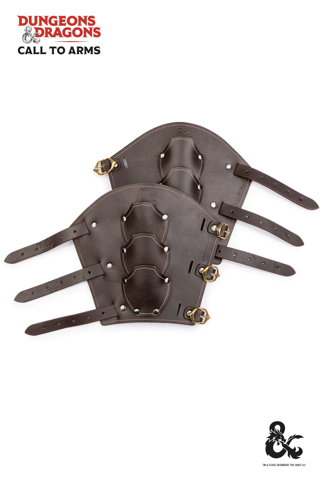 Brown leather bracers designed for Dungeons & Dragons fighters, featuring a scale pattern for added style and protection.