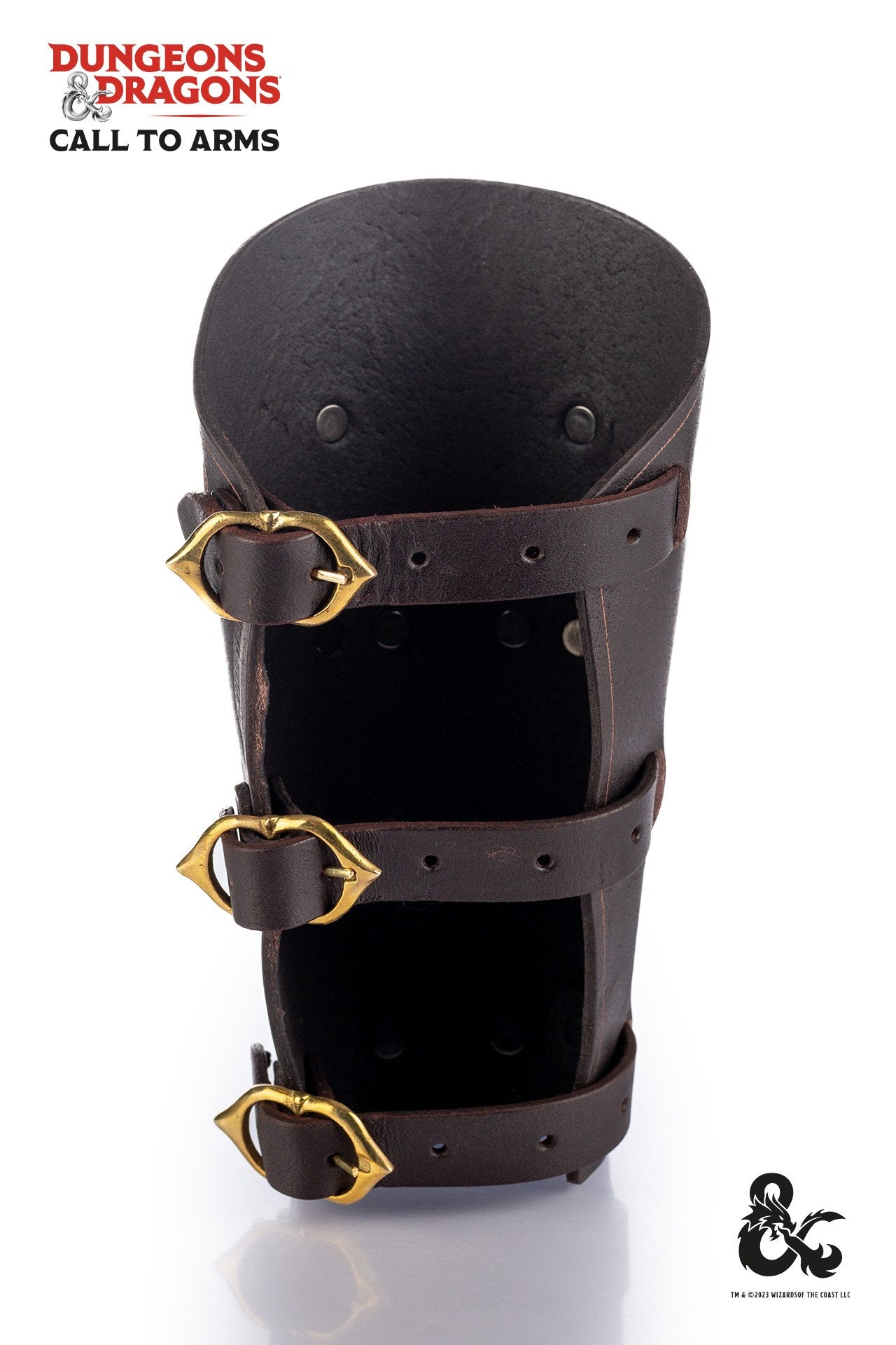 Brown leather bracers designed for Dungeons & Dragons fighters, featuring a scale pattern for added style and protection.