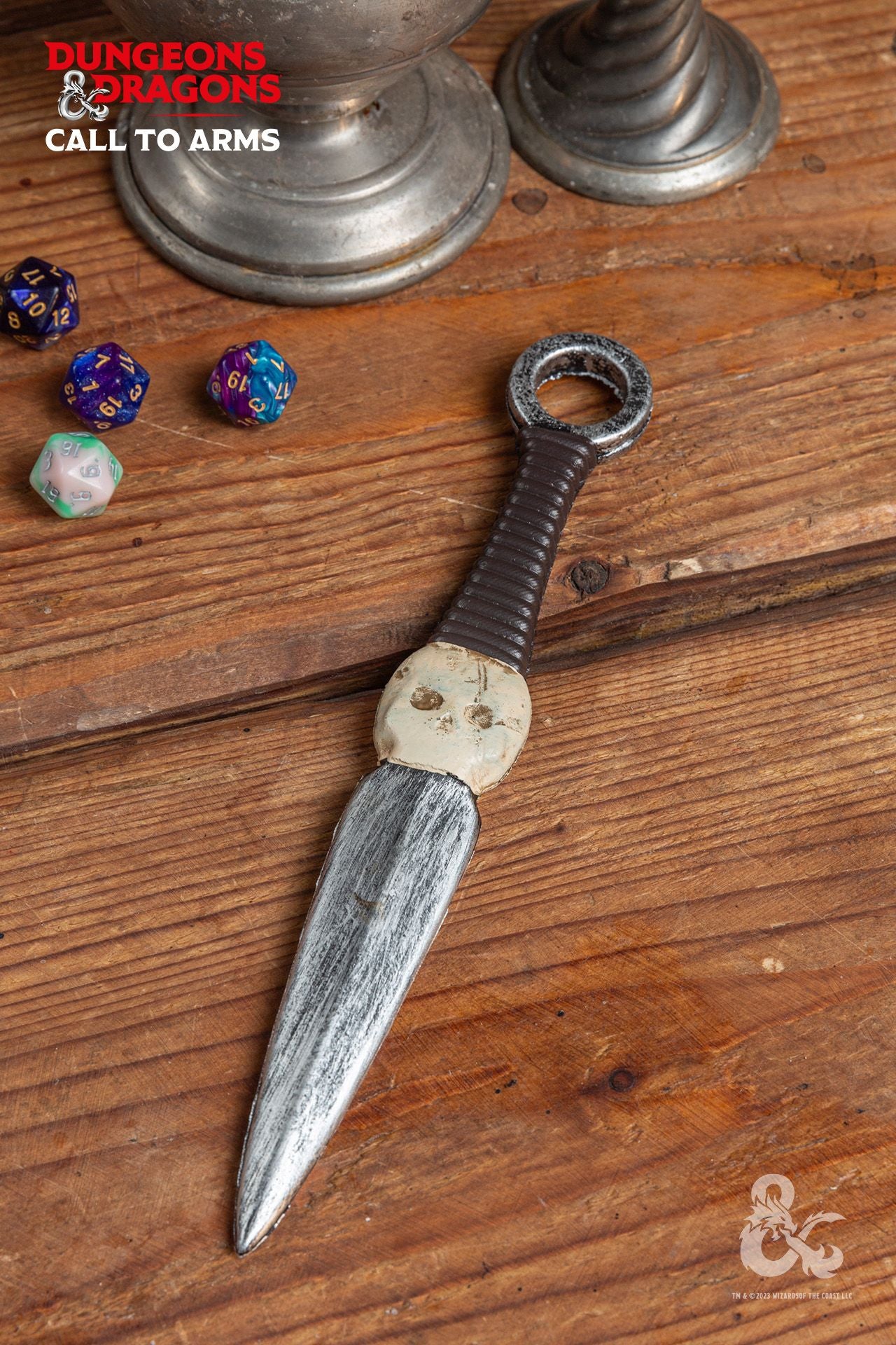 Dungeons & Dragons Foam Rogue Throwing Dagger with skull hilt and ring, designed for LARP and cosplay.