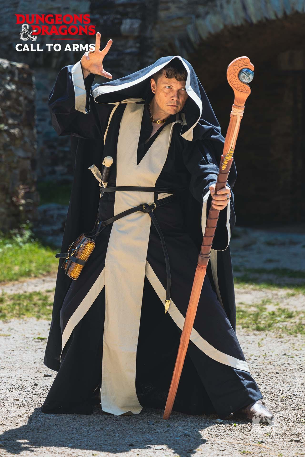 Dungeons & Dragons Foam Wizards Staff with intricate detailing, showcasing its length and design for LARP and cosplay.