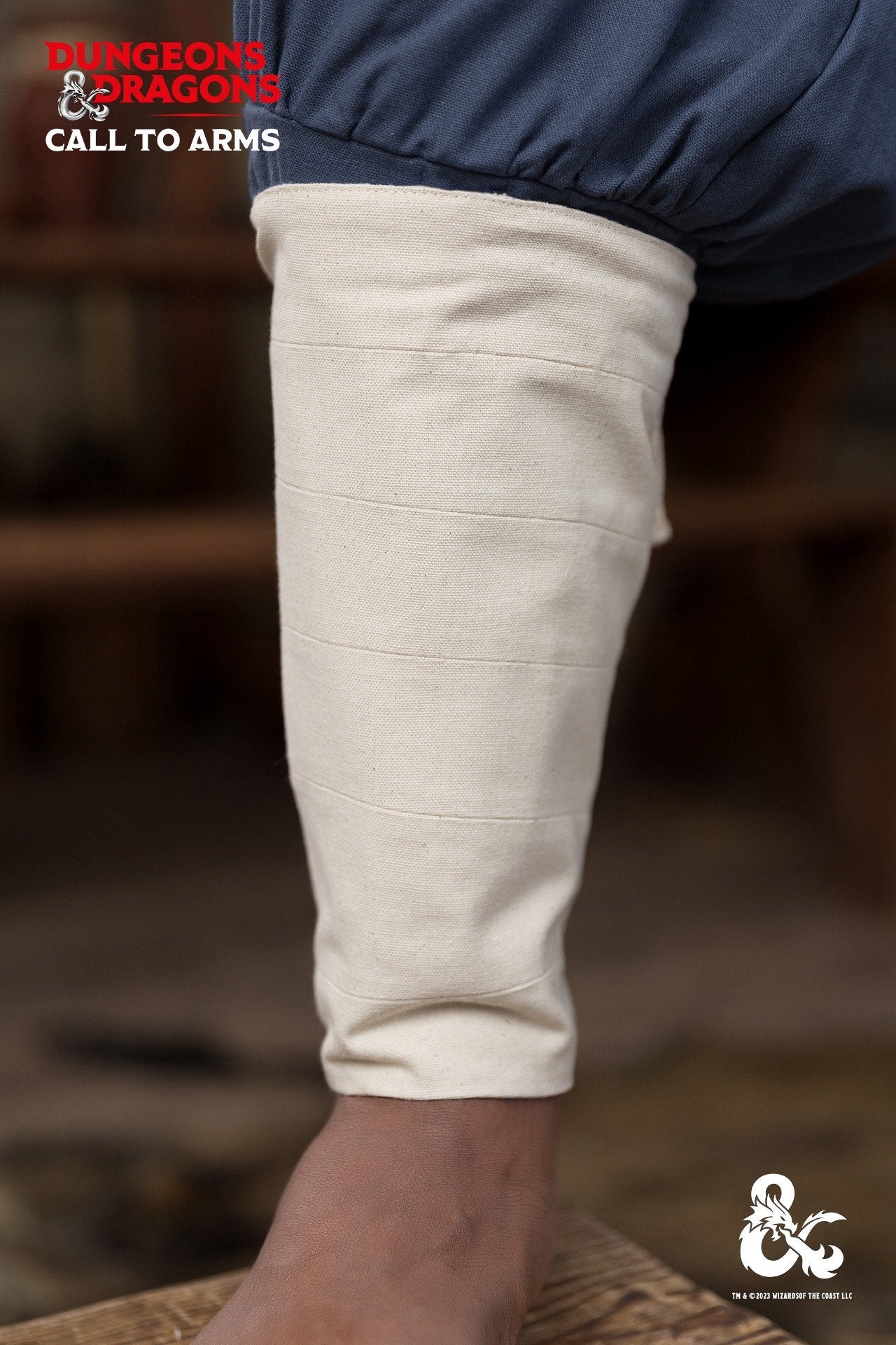 Dungeons & Dragons Monk Greaves in Natural color, showcasing a wrapped design and adjustable lacing for a secure fit.