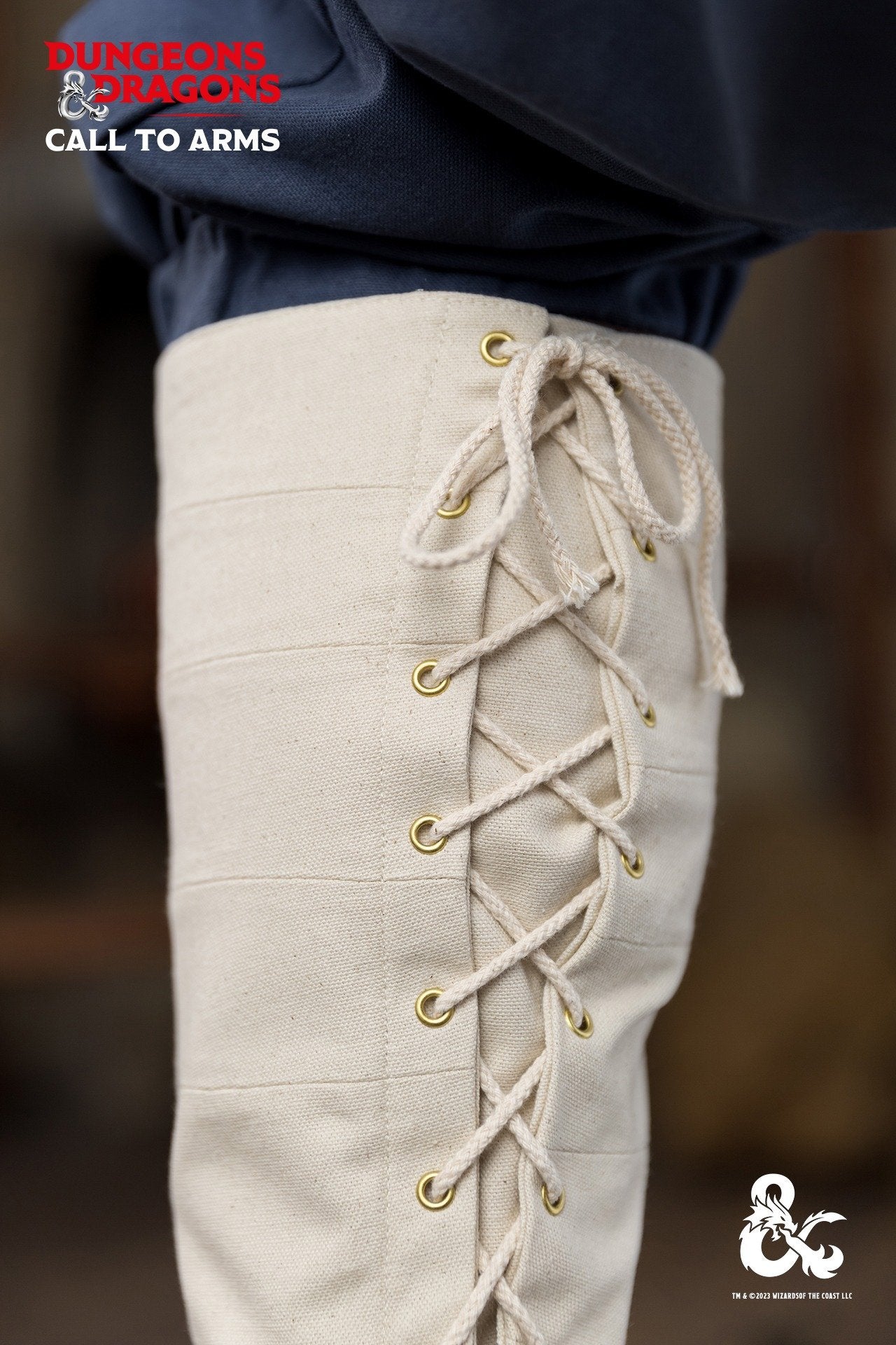 Dungeons & Dragons Monk Greaves in Natural color, showcasing a wrapped design and adjustable lacing for a secure fit.