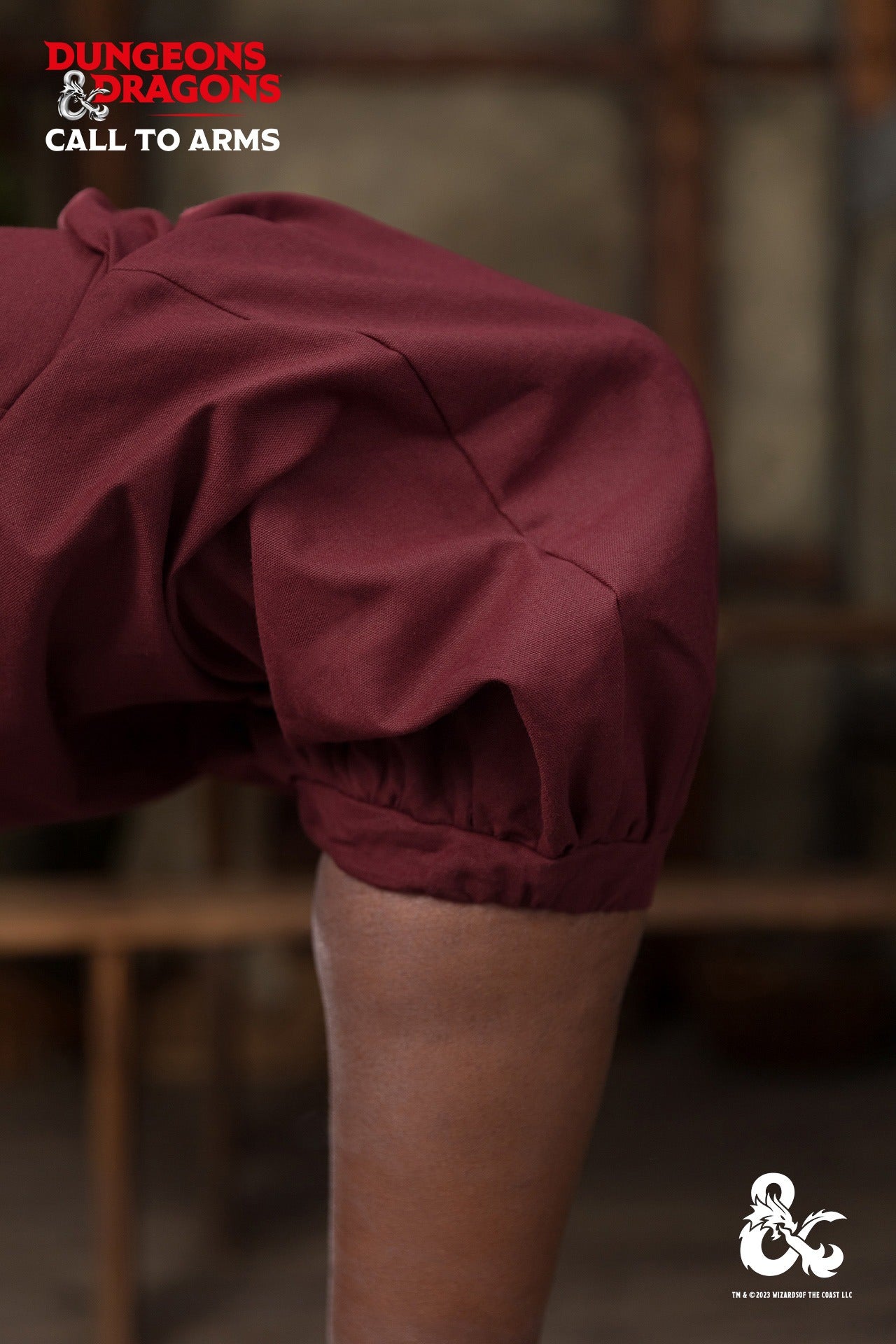 Dungeons & Dragons Monk Trousers in Bordeaux with elastic waistband and cuffs, featuring side seam pockets.
