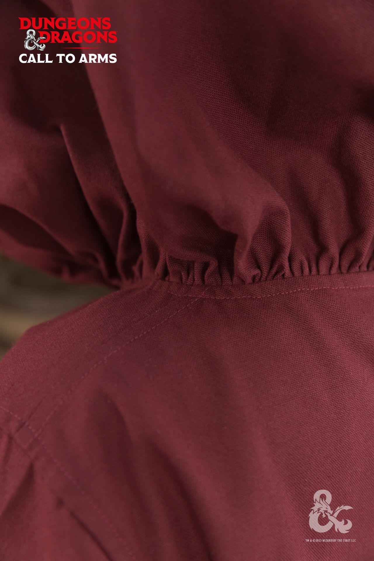 Dungeons & Dragons Paladin Hooded Tunic in Bordeaux with wide hood and high slits for movement.