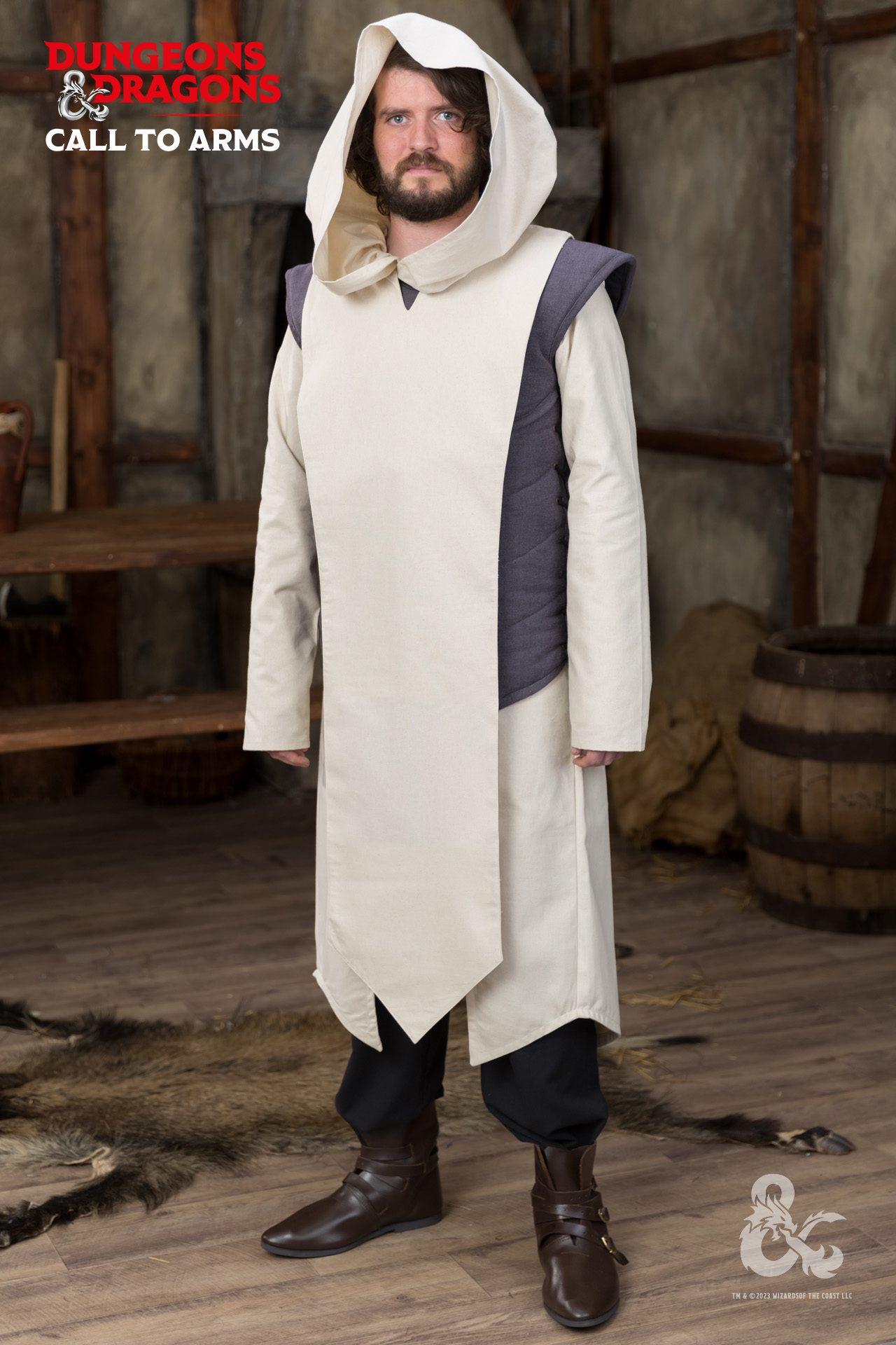 Dungeons & Dragons Paladin Tabard in Natural color, featuring a stylish slit neckline and pointed bottom hem, designed for comfort and movement.