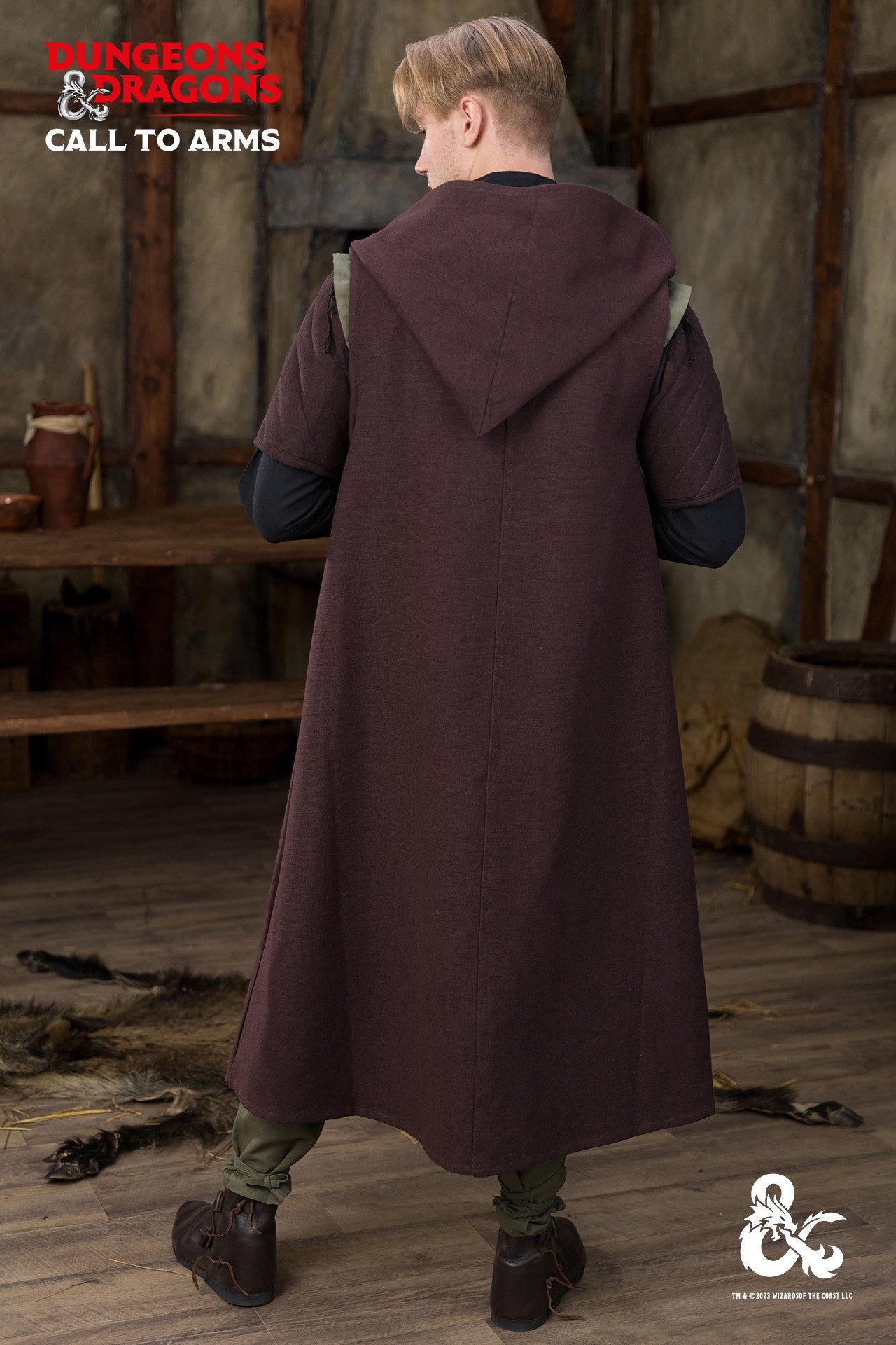 Brown Dungeons & Dragons Ranger Coat with hood and drawstrings, designed for outdoor adventures.