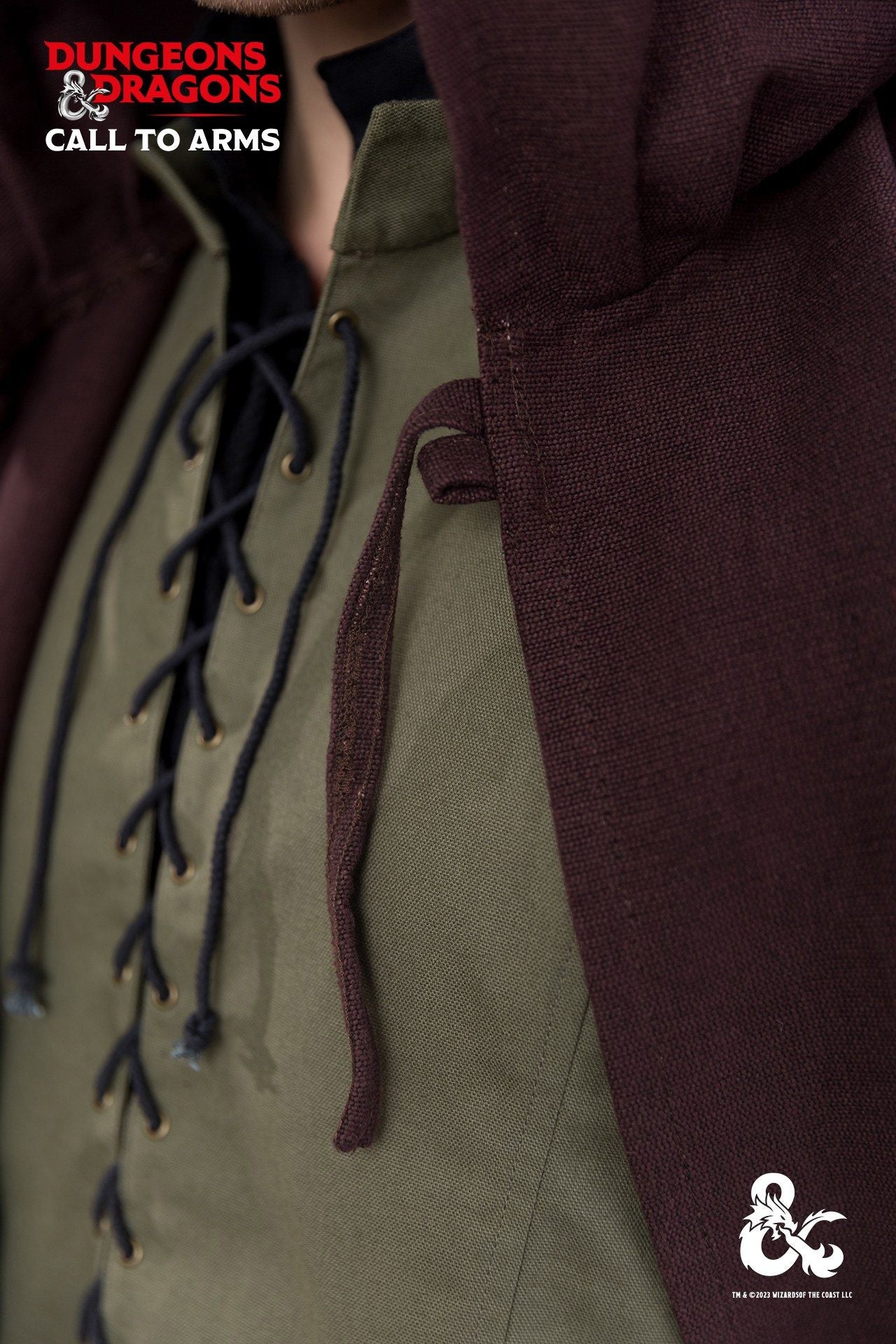 Brown Dungeons & Dragons Ranger Coat with hood and drawstrings, designed for outdoor adventures.