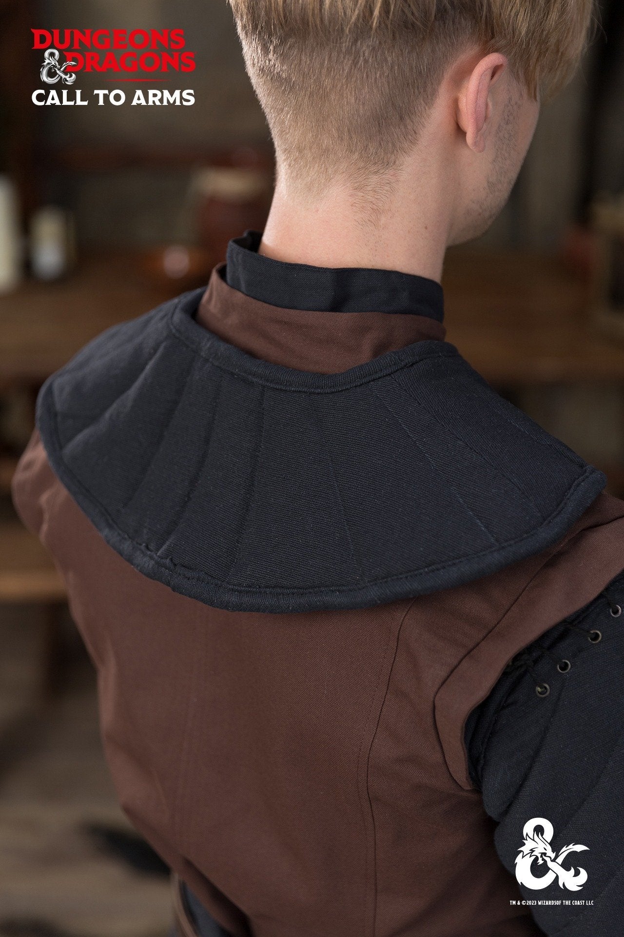 Dungeons & Dragons Ranger Collar in Black, featuring a quilted and padded design with lacing and bordered edges for a secure fit.