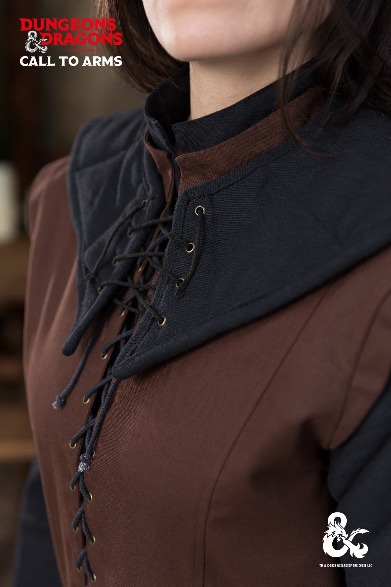 Dungeons & Dragons Ranger Collar in Black, featuring a quilted and padded design with lacing and bordered edges for a secure fit.