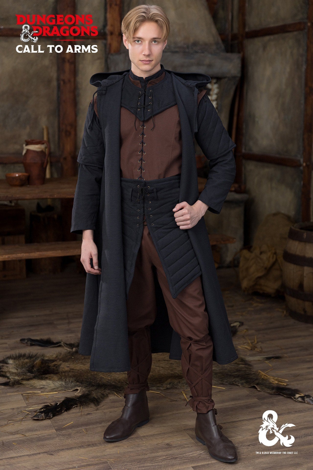 Dungeons & Dragons Ranger Collar in Black, featuring a quilted and padded design with lacing and bordered edges for a secure fit.