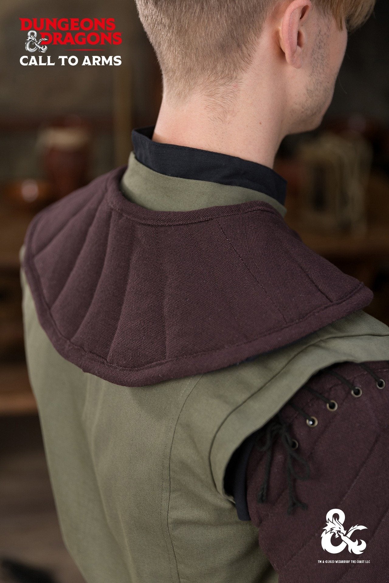 Dungeons & Dragons Ranger Collar in Brown and Black, featuring a quilted design and secure lacing for a stylish and comfortable fit.