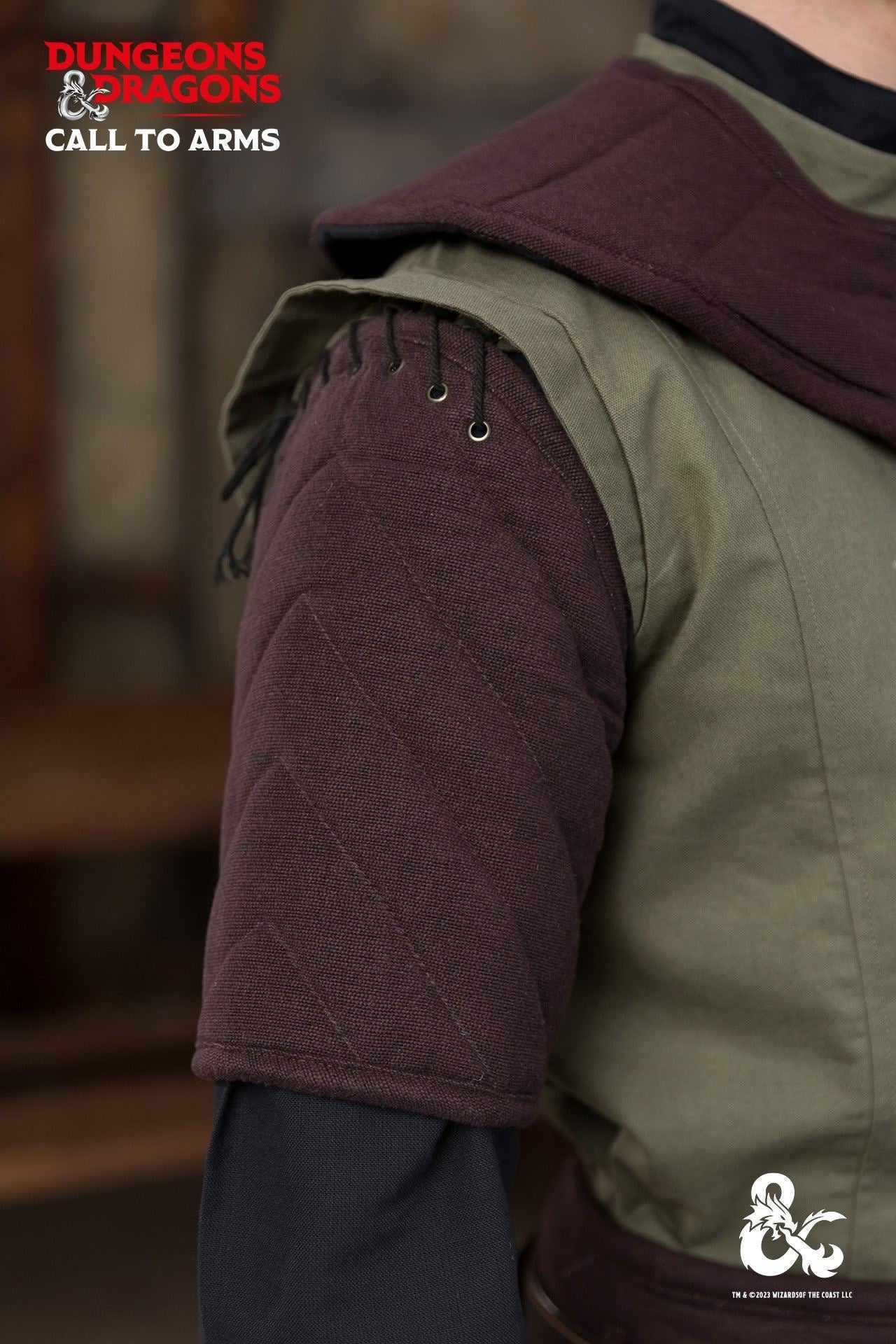 Brown and black Dungeons & Dragons Ranger Sleeves with quilted design and lacing eyelets for customization.