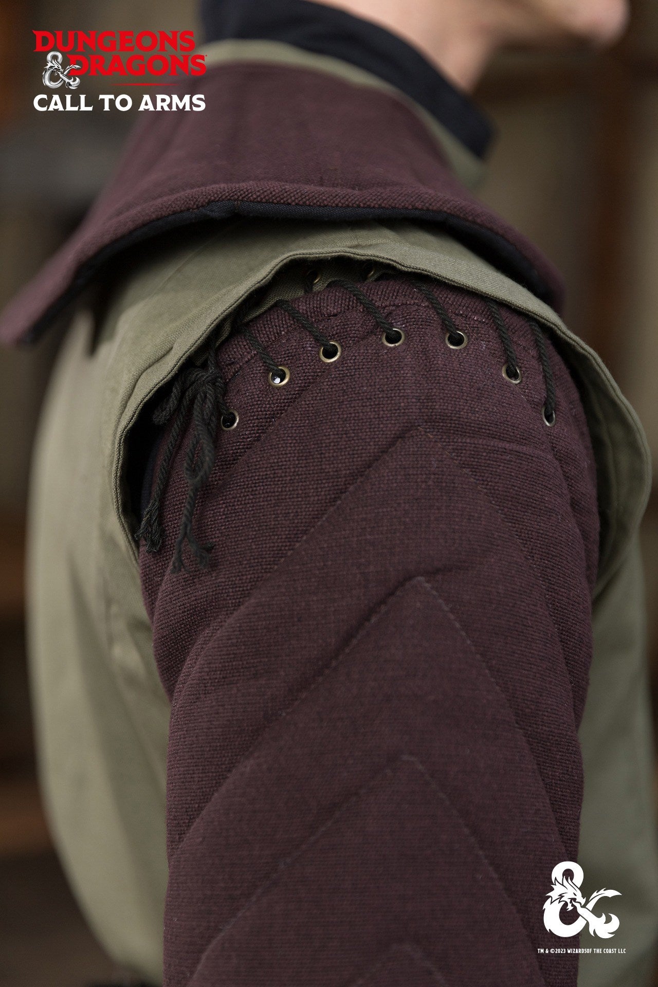 Brown and black Dungeons & Dragons Ranger Sleeves with quilted design and lacing eyelets for customization.