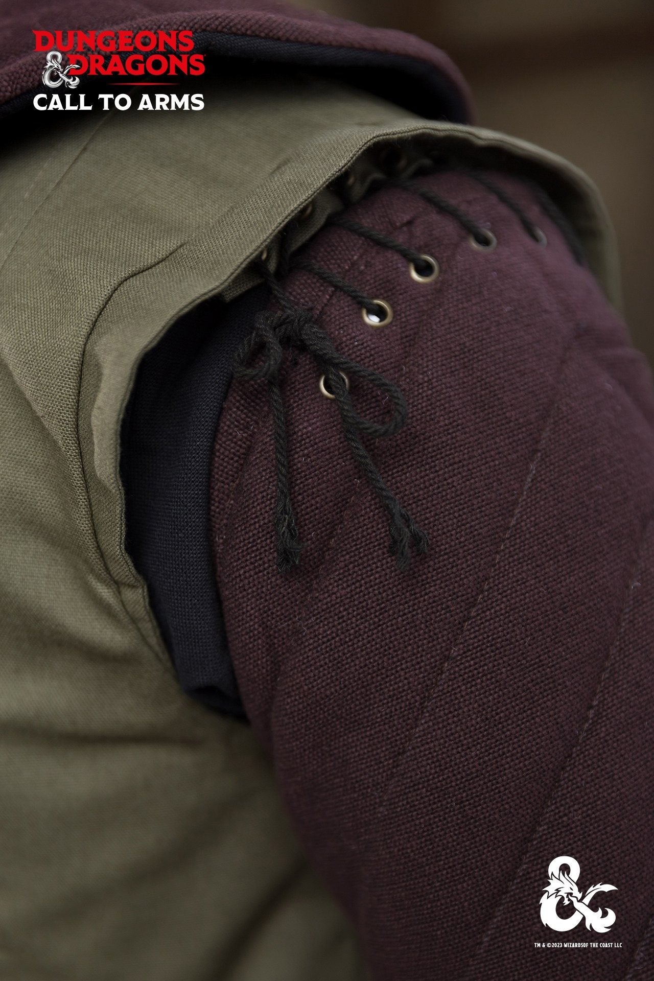 Brown and black Dungeons & Dragons Ranger Sleeves with quilted design and lacing eyelets for customization.