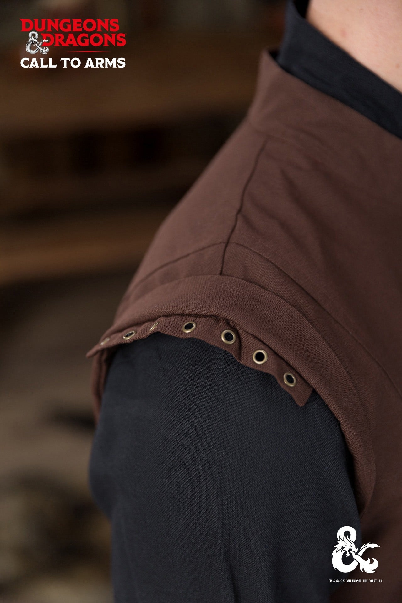 Brown Dungeons & Dragons Ranger Vest featuring a stand-up collar and customizable lacing for an authentic ranger look.