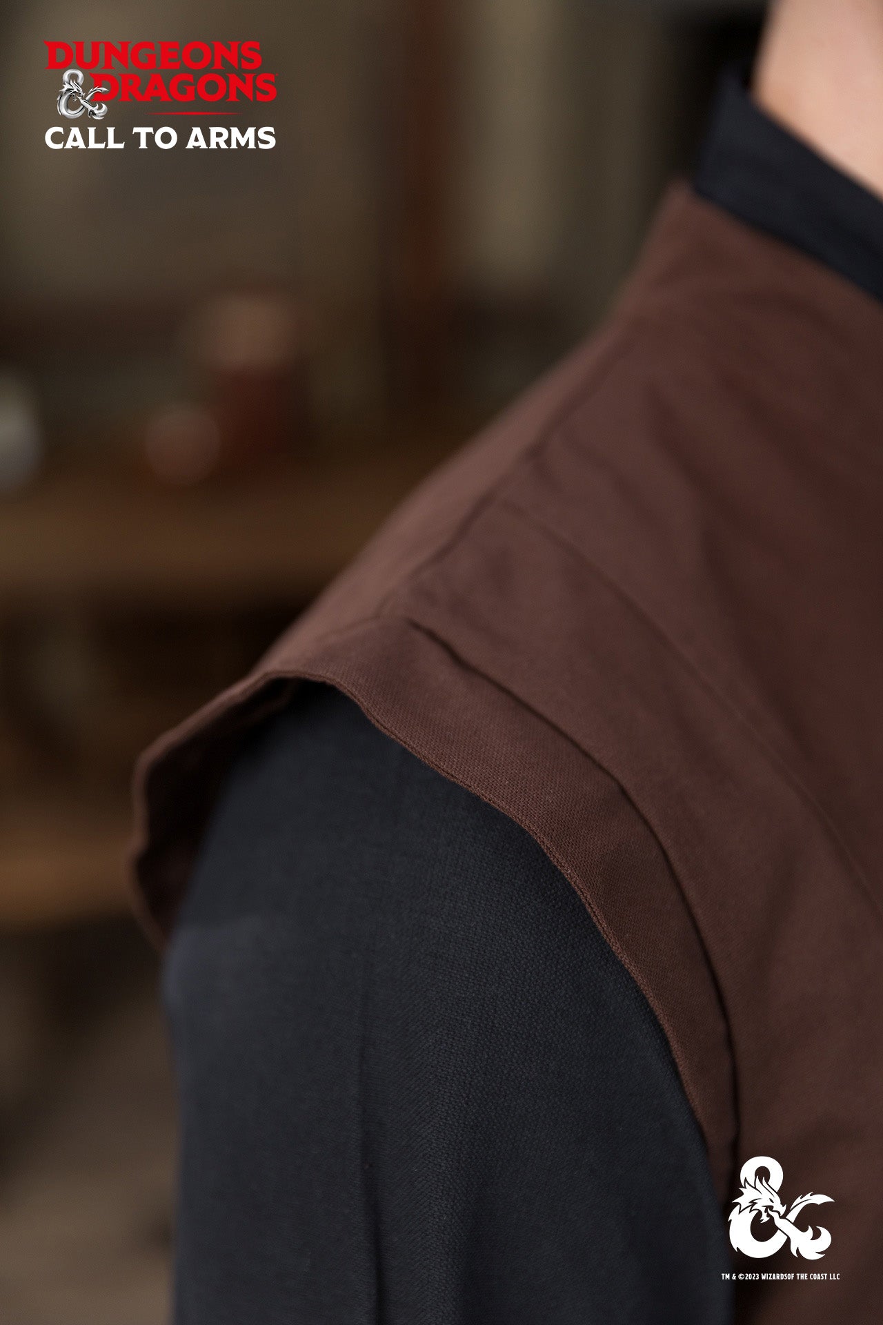 Brown Dungeons & Dragons Ranger Vest featuring a stand-up collar and customizable lacing for an authentic ranger look.