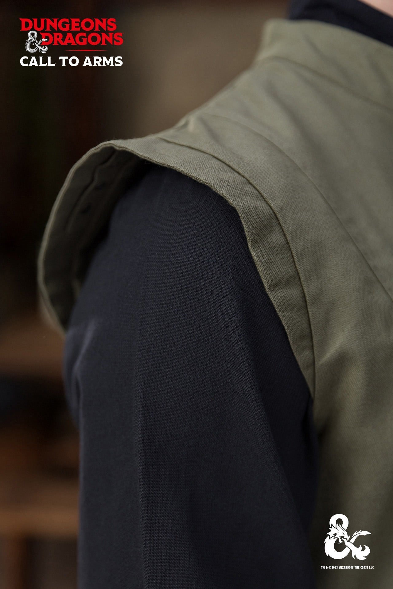 Dungeons & Dragons Ranger Vest in Seaweed color, featuring a stand-up collar and customizable lacing.