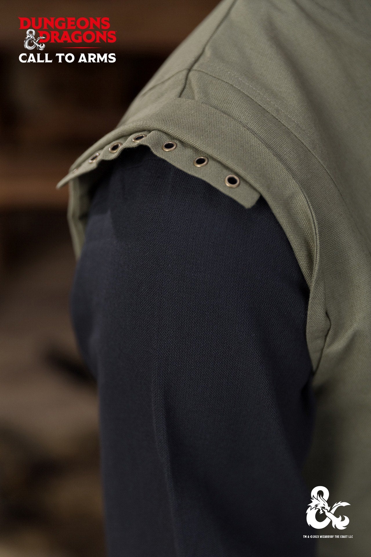 Dungeons & Dragons Ranger Vest in Seaweed color, featuring a stand-up collar and customizable lacing.