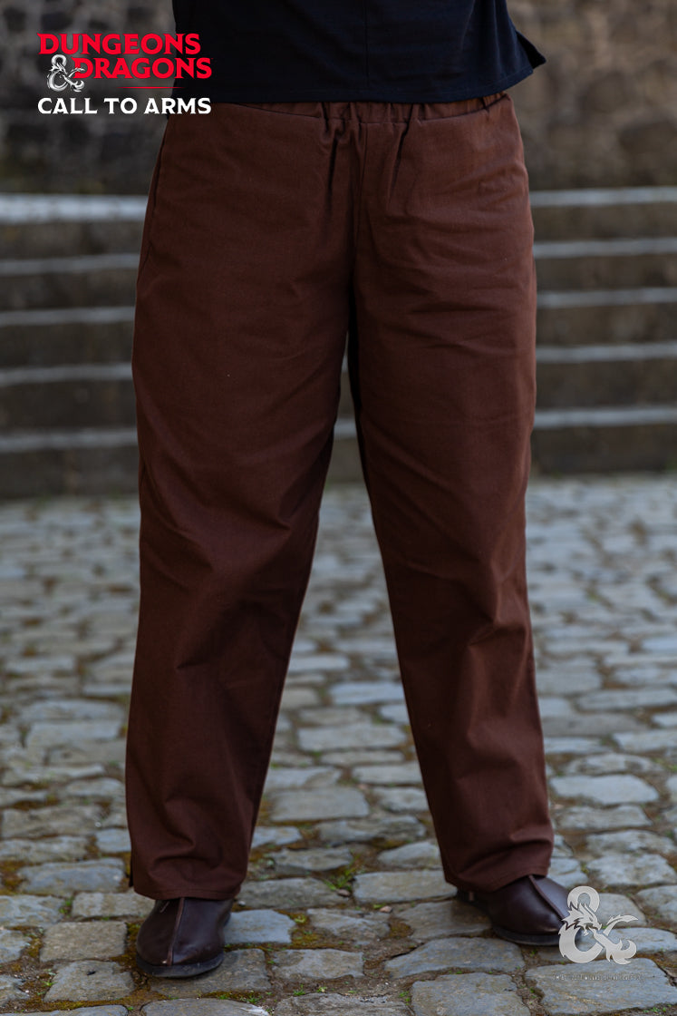 Brown Dungeons & Dragons Rogue Trousers designed for comfort and stealth, featuring a loose fit and versatile style.