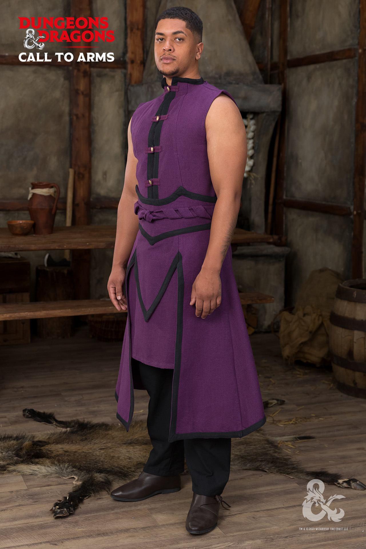 Dungeons & Dragons Sorcerer Battle Skirt in purple and black with unique wrapped design and M-shaped front gap.