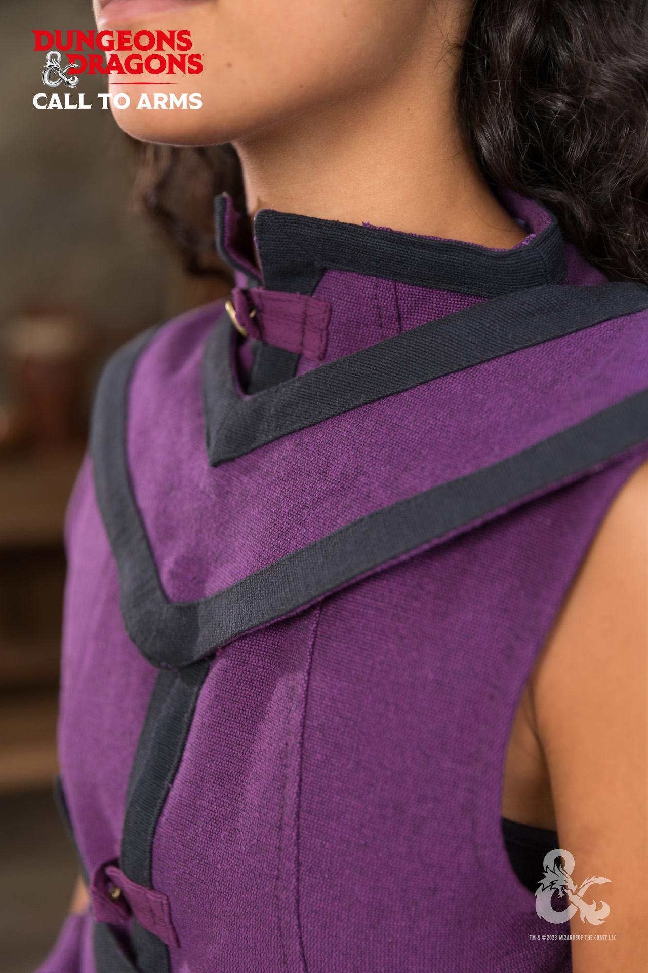 Dungeons & Dragons Sorcerer Cape in purple and black, featuring double-layered design and contrast trim.