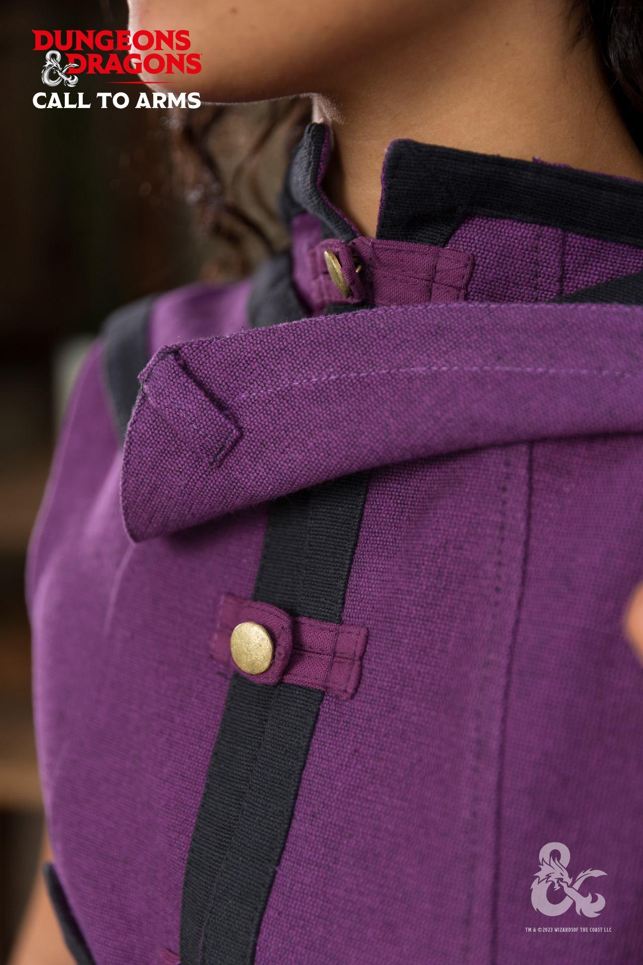 Dungeons & Dragons Sorcerer Cape in purple and black, featuring double-layered design and contrast trim.