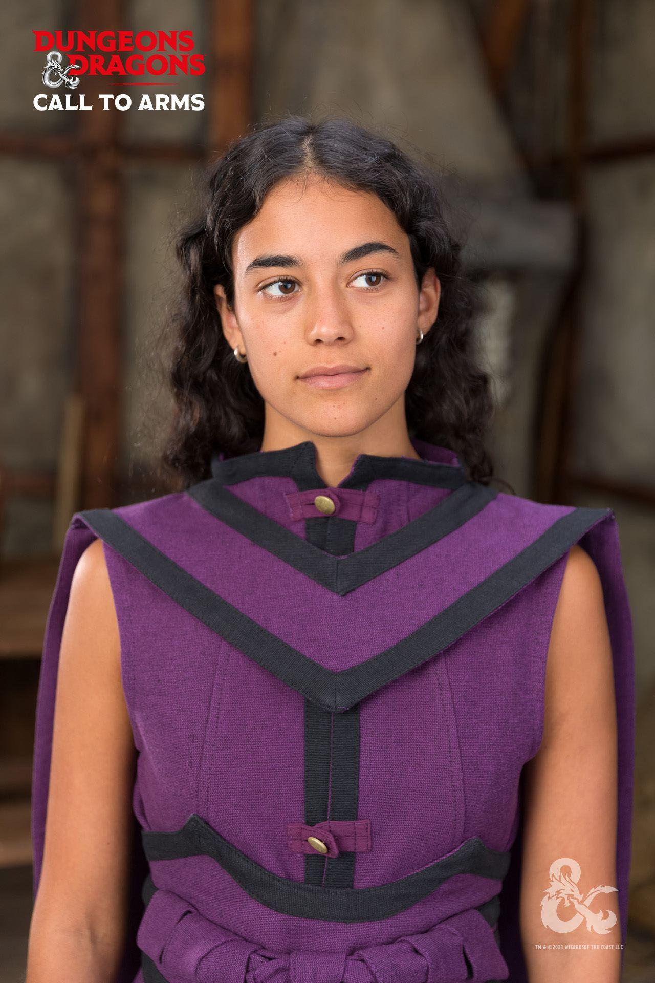 Dungeons & Dragons Sorcerer Cape in purple and black, featuring double-layered design and contrast trim.