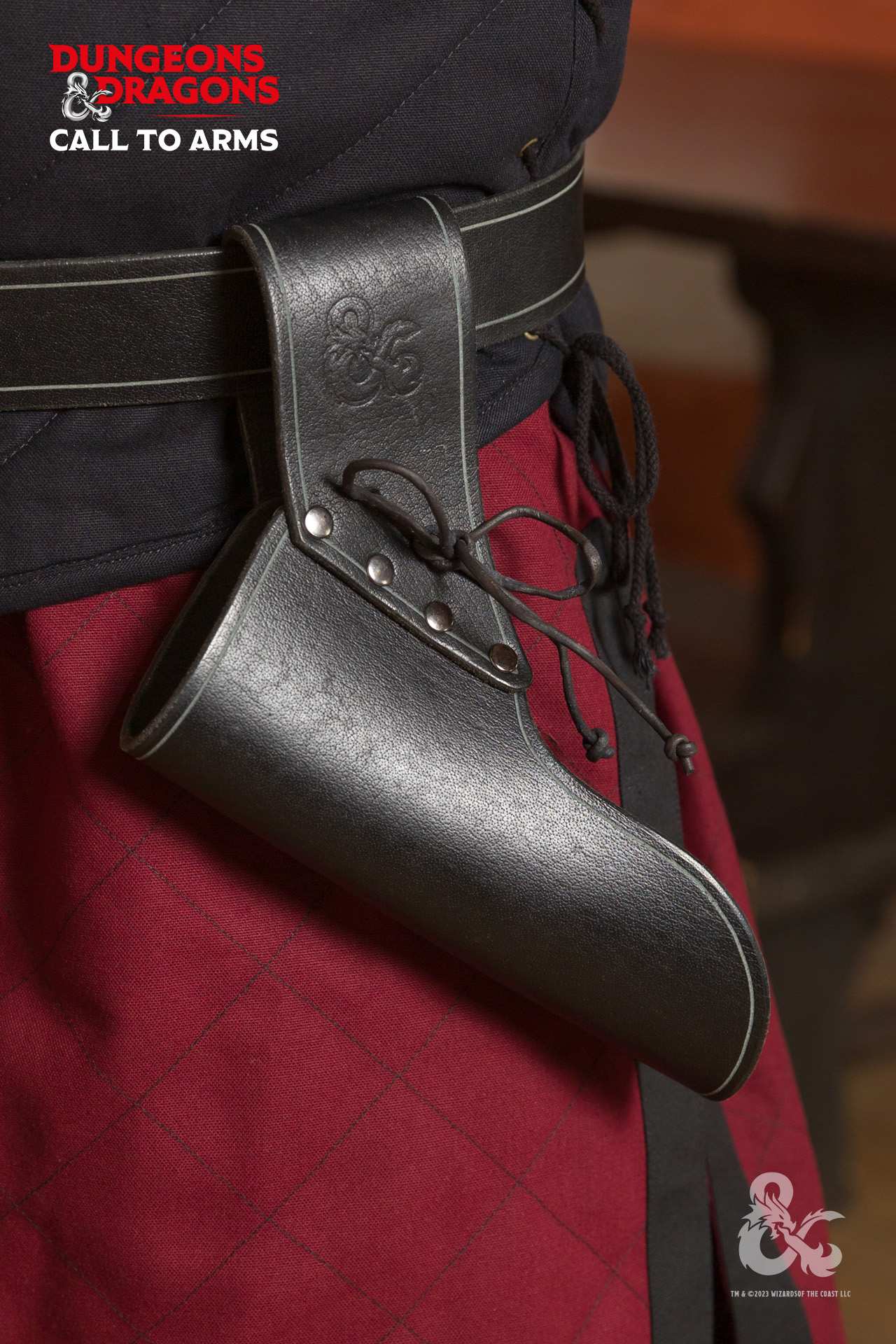 Dungeons & Dragons Sword Holder in black, designed to securely hold swords with adjustable ribbon and versatile belt attachment.