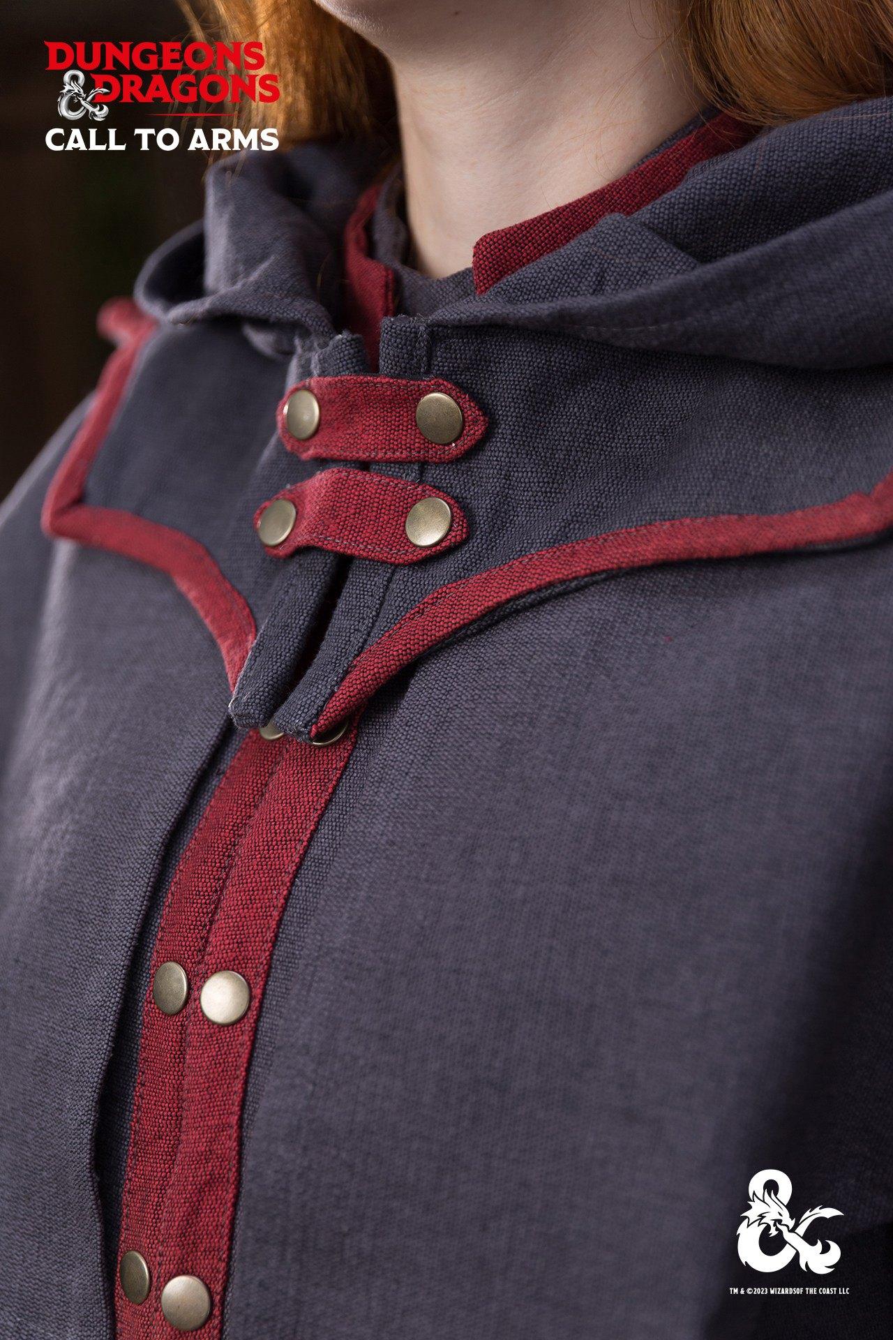 Dungeons & Dragons Warlock Hood in Grey and Red, featuring striking contrast edges and a spacious hood design.