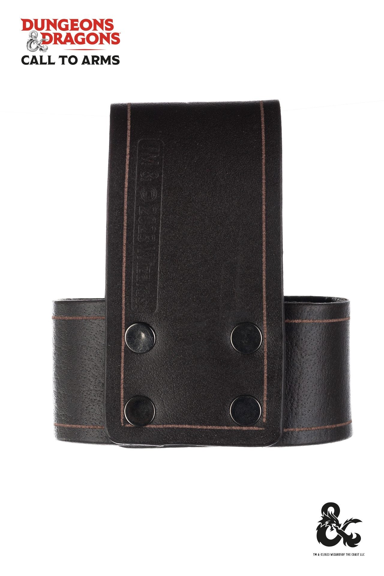 Dungeons & Dragons Weapon Holder in rustic brown leather, designed for securely holding maces and axes, attached to a belt.