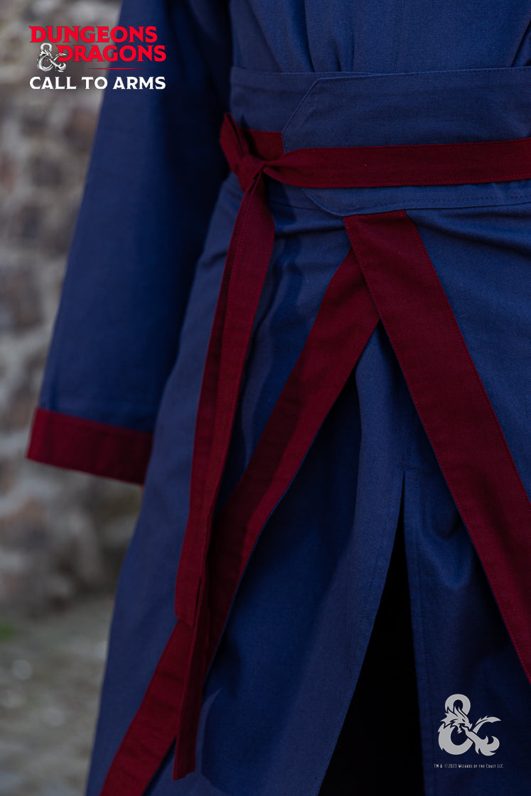 Dungeons & Dragons Wizard Battle Skirt in Dark Blue and Bordeaux, featuring a wrapped design and contrast color strap.